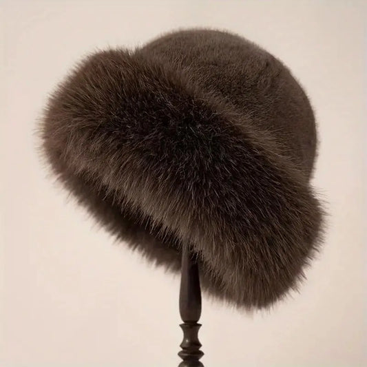 Autumn And Winter 2024 New Women's Fashion Fur Cap Fur Hat Fur Hats Mongolian Hat Brimless Plush Fluffy Skiing Riding Warm Caps Peaceful Pleasures Health and Wellness
