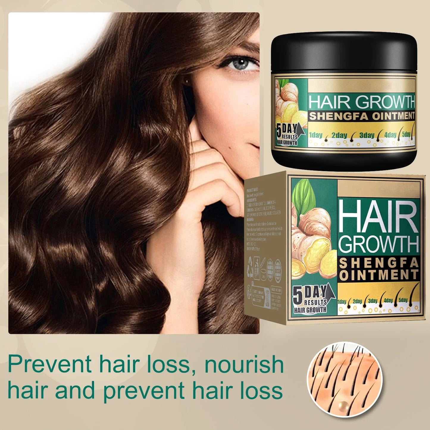 Ginger Hair Growth Cream – Anti Hair Loss Scalp Strengthener