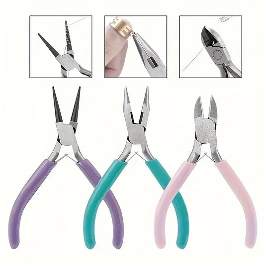 3-piece Jewelry Making Pliers Needle Tip Chain Round Wire Cutting Peaceful Pleasures Health and Wellness