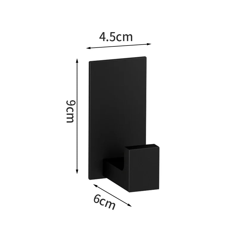 Black No-Drill Bathroom Hardware Set – Towel Bar & Robe Hook