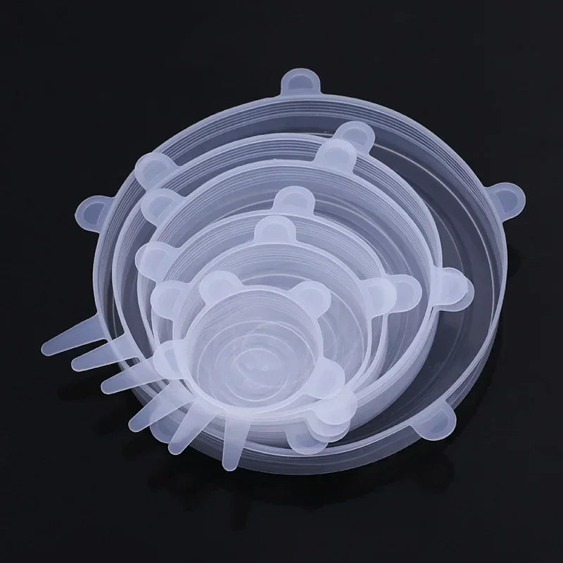 Universal For Kitchen Utensil Lid Kitchen Storage Organization Reusable Stretch Silicone Cover Lids Food Utensils Home Microwave Peaceful Pleasures Health and Wellness Round-white