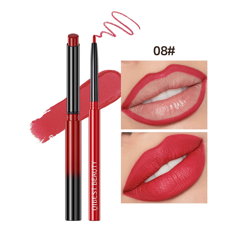 QIBEST Matte Lipliner Pencil Lipstick Sets Nude Pink Red Contour Tint Lipstick Waterproof Lasting Lip Liner Pen Lips Makeup Kits Peaceful Pleasures Health and Wellness 08