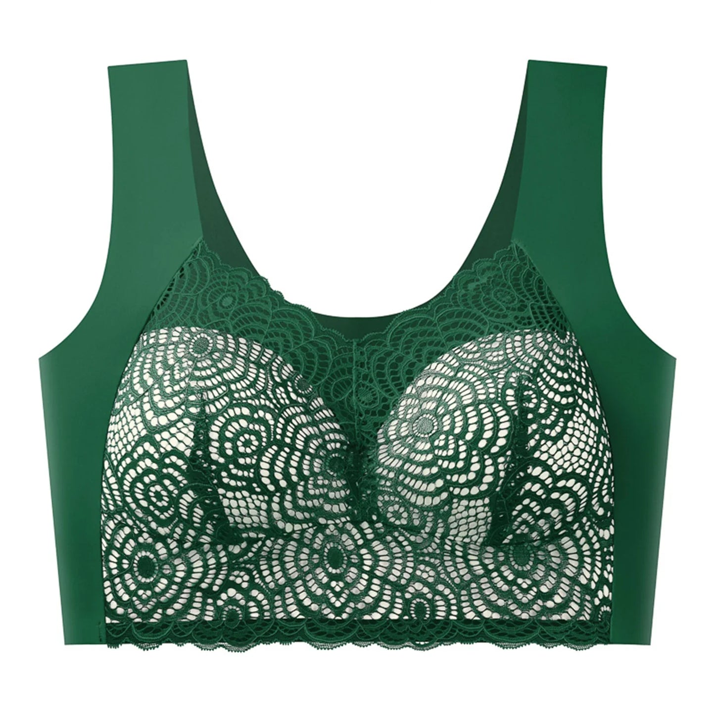 Women's Seamless Wireless Lace Bra – Wire-Free Anti-Shake Support
