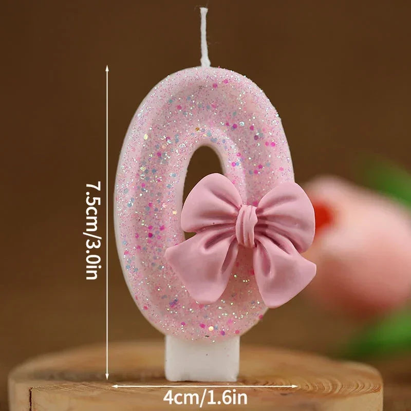 Hot Number Cake Candle Pink Glitter Birthday Candle 1 2 3 4 5 6 7 8 9 3D Number Candle Cake Topper Birthday Party Cake Decor Peaceful Pleasures Health and Wellness 0
