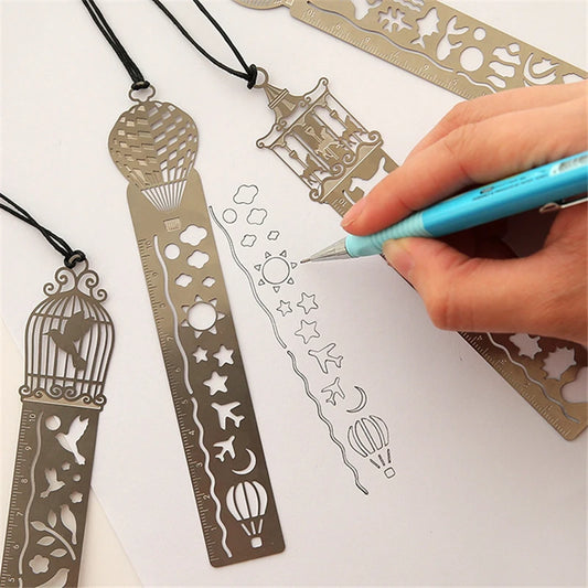 Bview Art Metal Bookmark Ruler Creative Horse Birdcage Hollow Design Peaceful Pleasures Health and Wellness