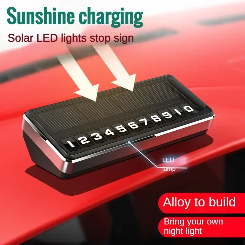 Solar Car Phone Number Plate Led Lighting Temporary Parking Card Hidden Plates Car Park Stop Multiple Number Parking Gadgets Peaceful Pleasures Health and Wellness