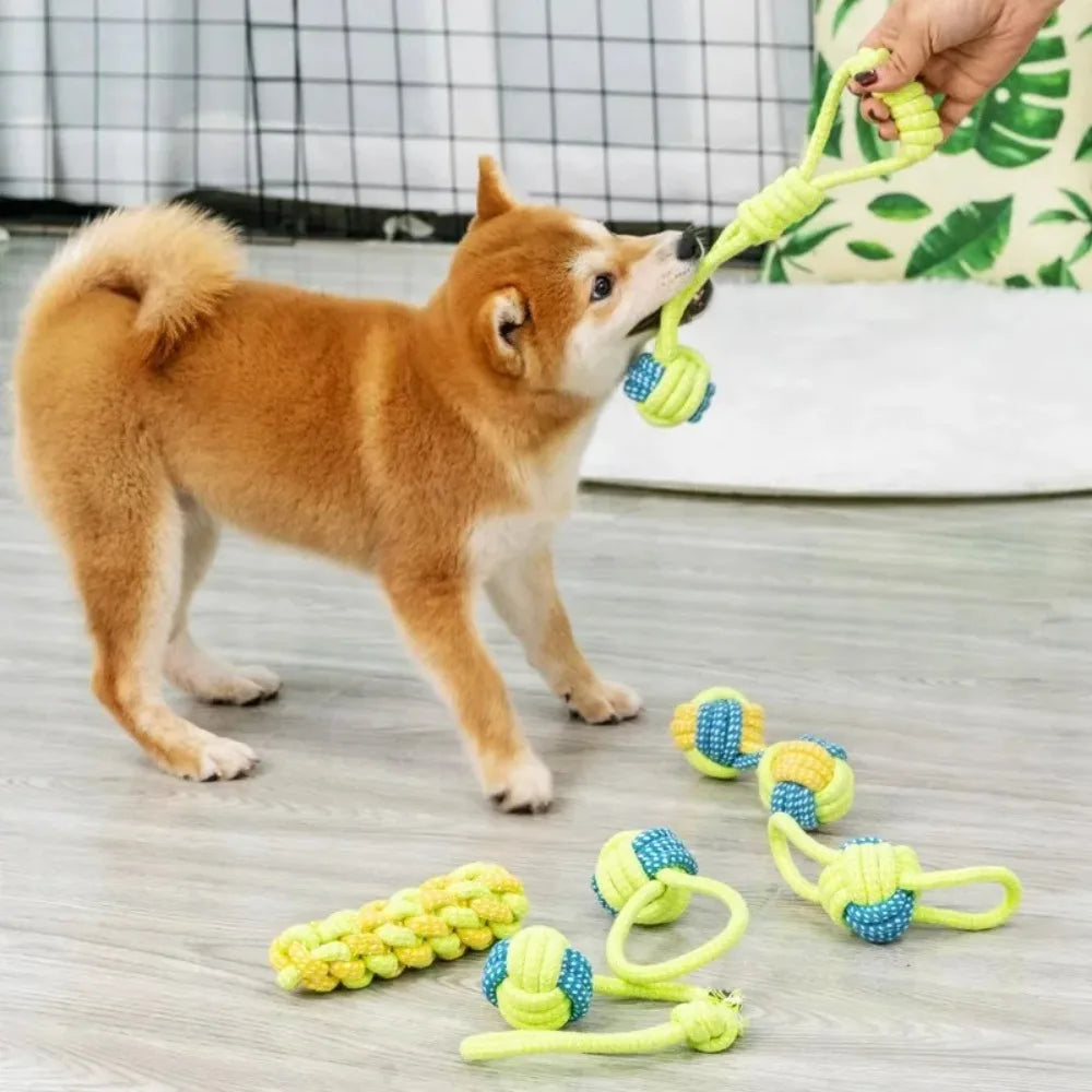 Dog Toy Rope Ball Toy for Dogs Training Toy for Dogs Teeth Cleaning Tug Toy Interactive Knot Rope Resistant To Biting Molars Peaceful Pleasures Health and Wellness