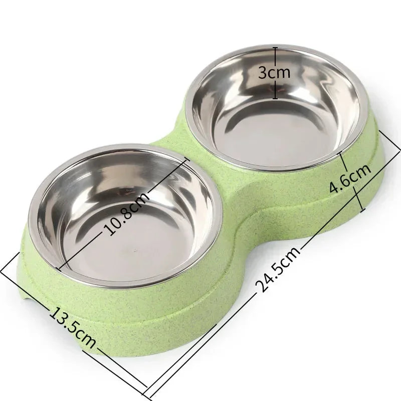 Double Stainless Steel Pet Bowls with Raised Stand | Dogs & Cats