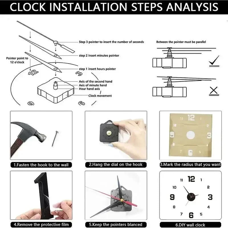 3D DIY Acrylic Mirror Wall Clock | Modern Frameless Home Decor