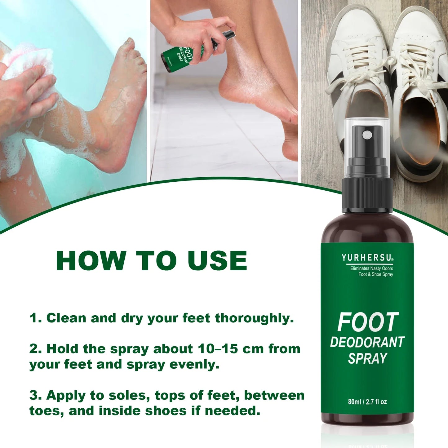 YURHERSU Foot Deodorant Spray – Odor Control & Nourishing