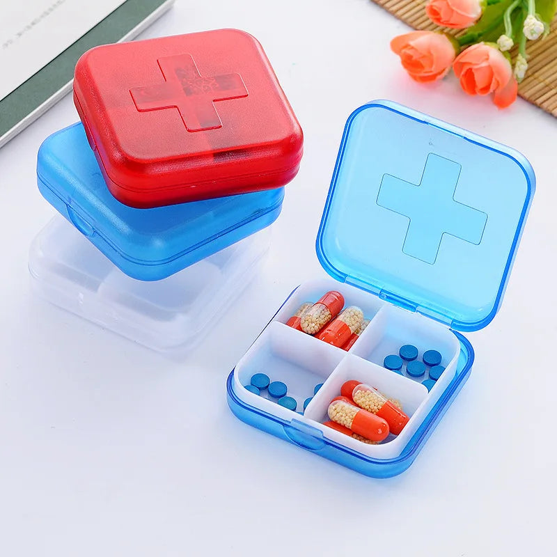 Mini 4-Compartment Pill Box | Portable Travel Medication Organizer