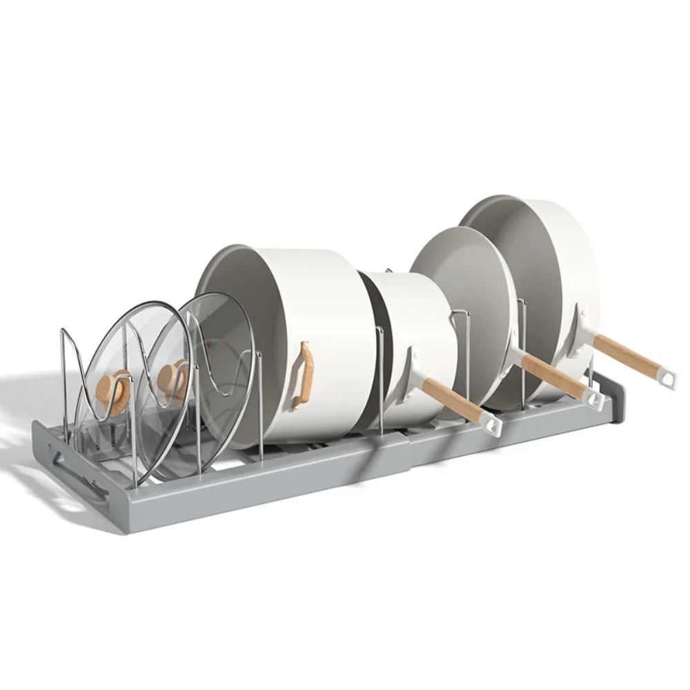 Expandable Pan Organizer Rack – 6 Adjustable Compartments