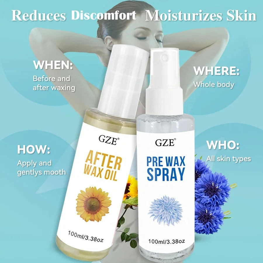 GZE Pre & After Wax Set – Cleanse & Hydrate Waxing Kit (2×100ml)