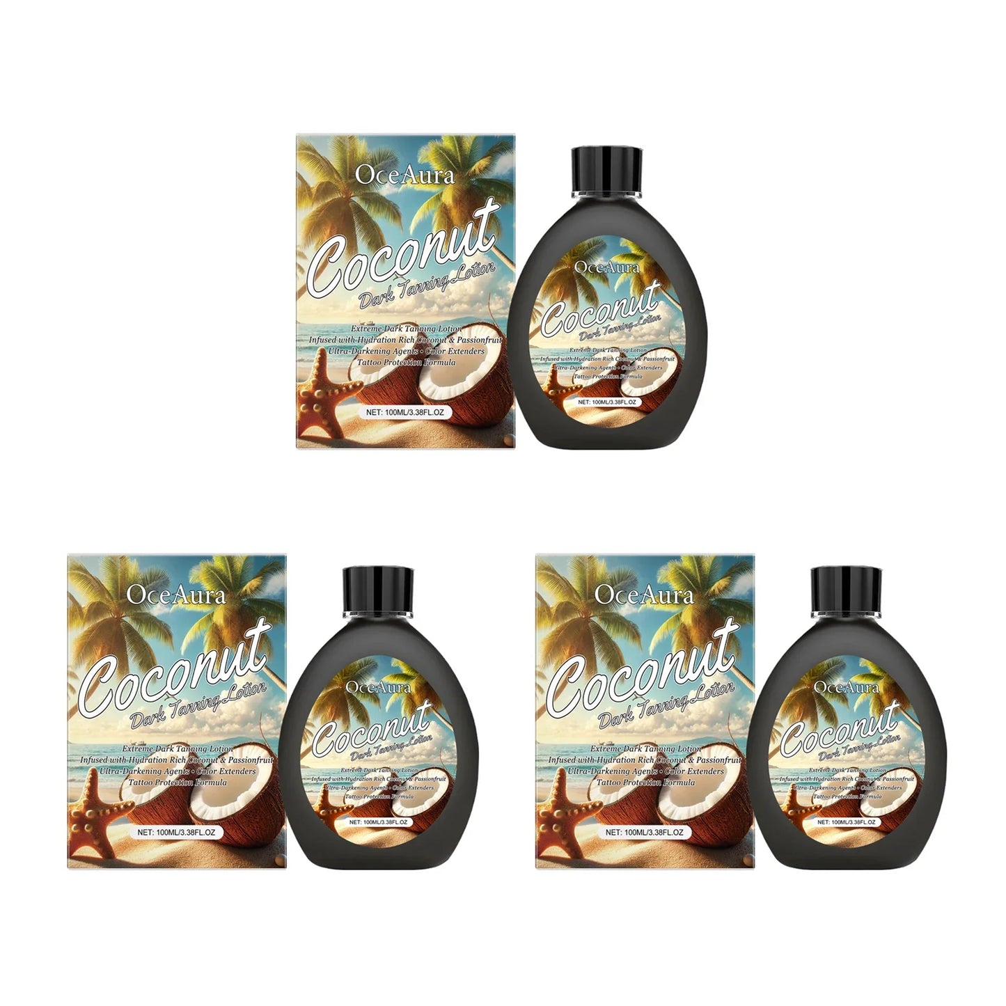 OceAura Coconut Dark Tanning Lotion – Bronzer & Sunless Tan