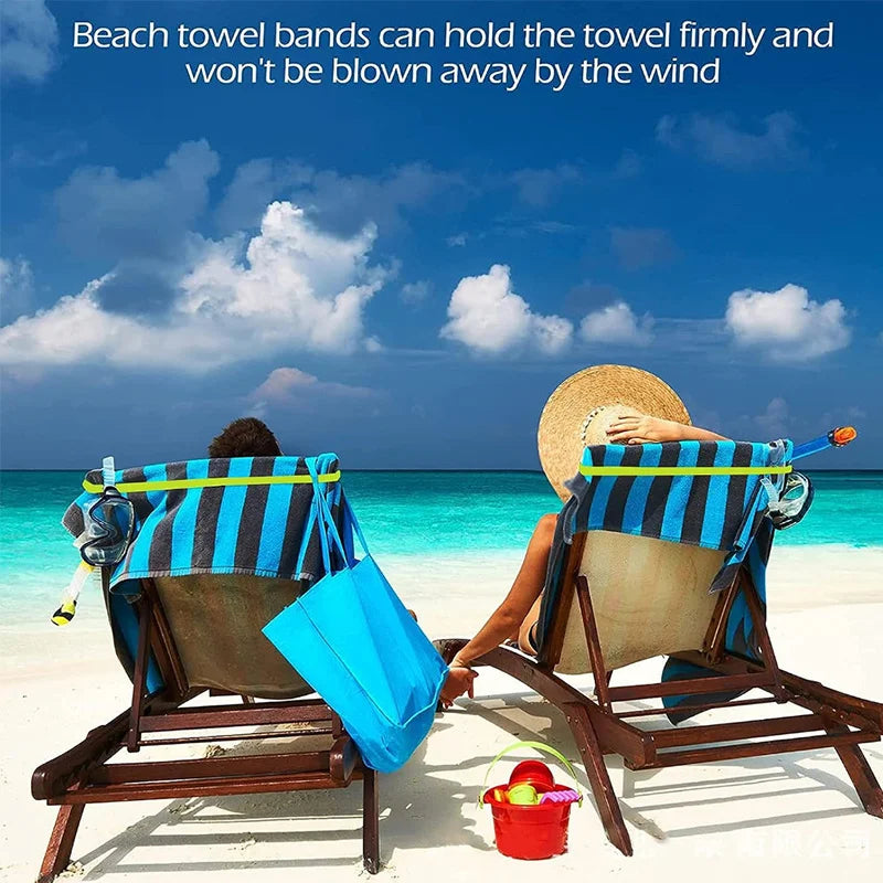 Elastic Towel Bands for Beach Chair, Pool & Cruise Ship Beach Towel Clips Peaceful Pleasures Health and Wellness