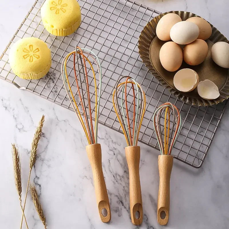 Stainless Steel Hand Whisk with Beech Wood Handle – 9 Styles