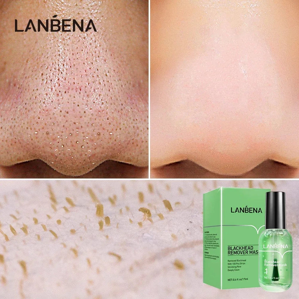LANBENA Blackhead Remover Mask + Shrinks Pore Serum (Step 1+Step 2) Facial Acne Treatment 17ml Peaceful Pleasures Health and Wellness