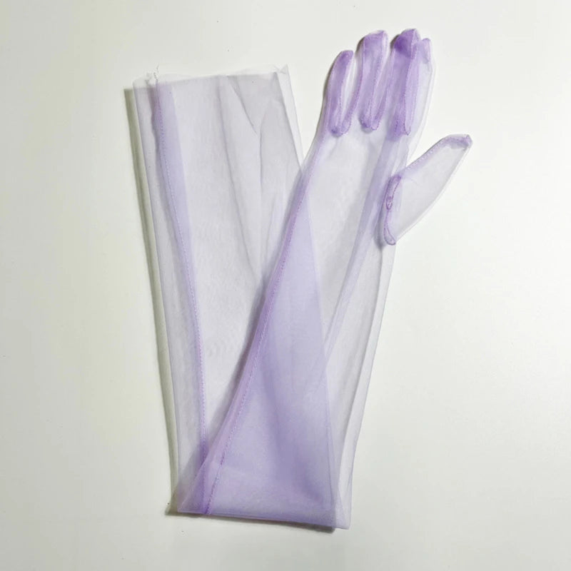 Women Ultra Tulle Gloves Mesh Sheers Full Finger Elbow Long Gloves Female Vintage Sunscreen Gloves Wedding Bride Dress Mittens Peaceful Pleasures Health and Wellness