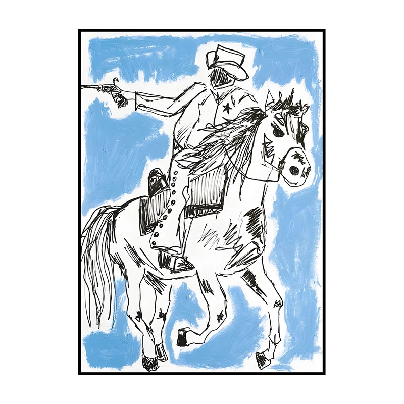 Western Cowboy Canvas Wall Art | Vintage Retro Poster Print