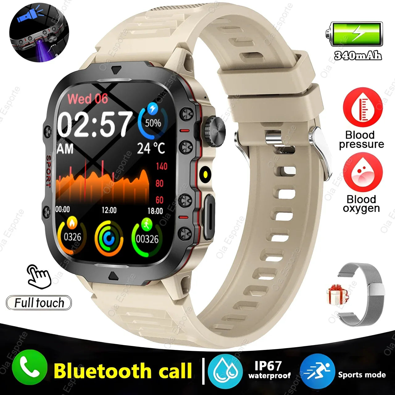 Military Smart Watch Men – GPS, Bluetooth Calls & Fitness Tracker