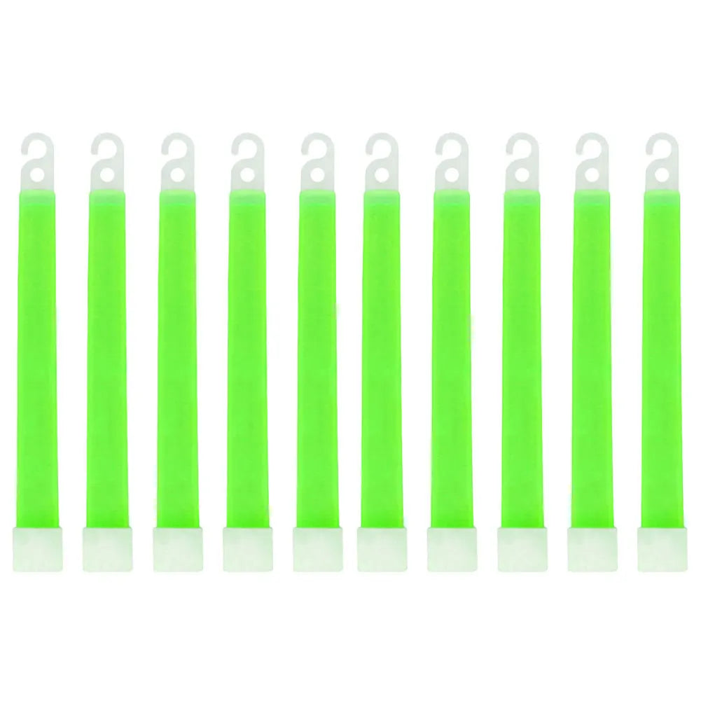 10pcs Outdoor Emergency Glow Sticks Waterproof 6 Inch Concert Party Light Stick with Hook Non-toxic Outdoor Survival Kit Peaceful Pleasures Health and Wellness Green