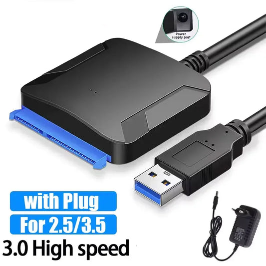 USB 3.0 to SATA Cable SATA III Hard Drive Adapter Converter for 2.5" 3.5" SSD HDD Hard Drive Disk with 12V/2A Power Adapter Peaceful Pleasures Health and Wellness