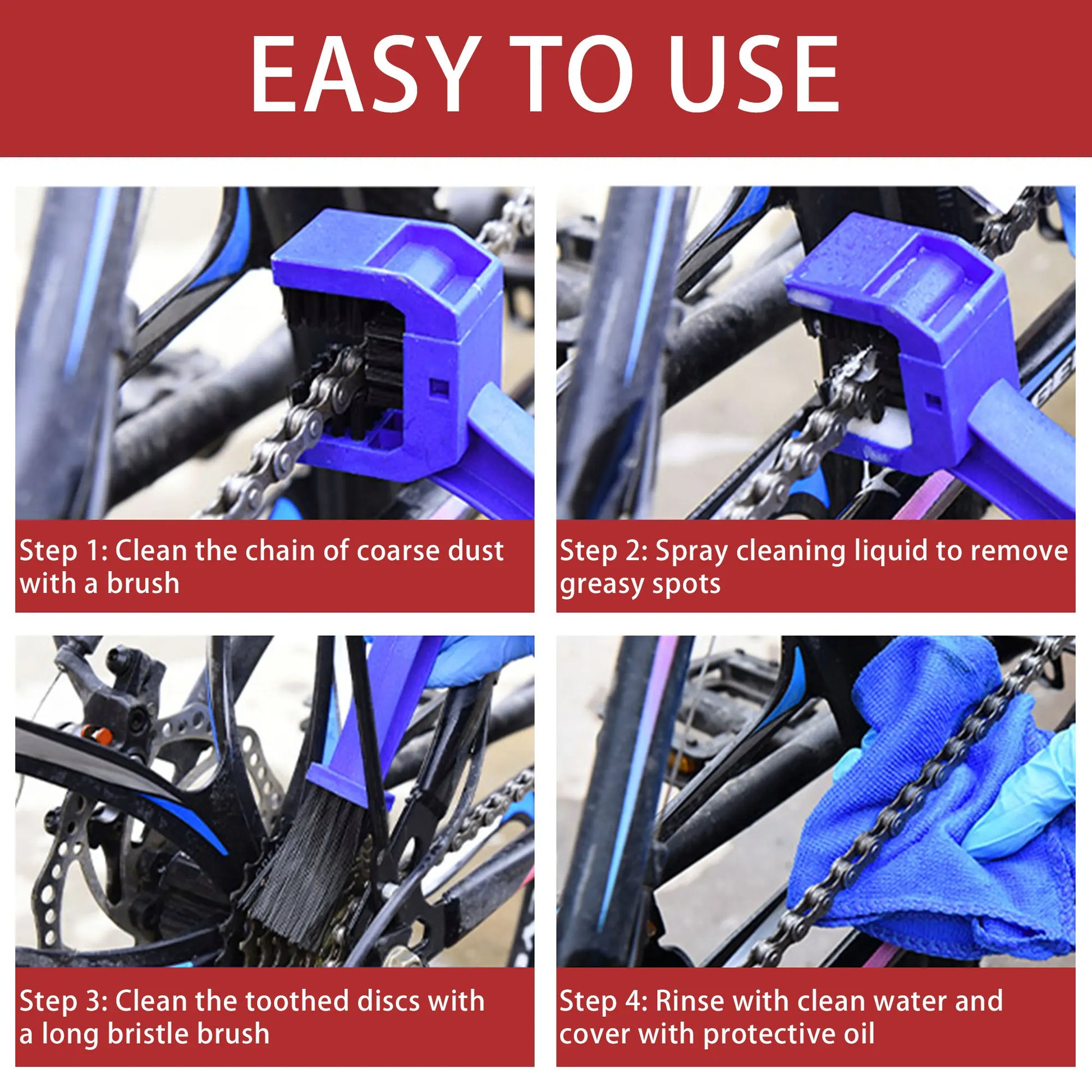 Bike Chain Cleaner, Bike Cleaning Kit, Chain Cleaner for Cycling, Suitable for Mountain Bike, Road Bike, BMX for Drivetrain Peaceful Pleasures Health and Wellness