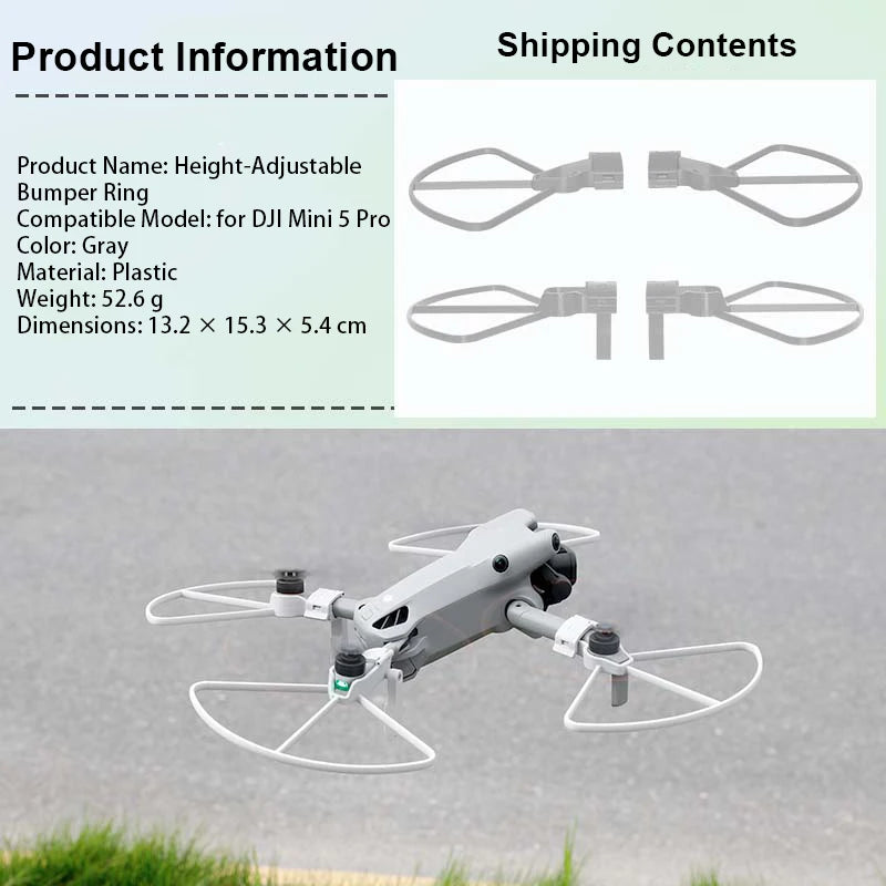 Protective Bumper Ring For DJI Mini5 Pro Drone Propeller Guard Anti-Collision Protectors Prop Bumper With Heightened Tripod Peaceful Pleasures Health and Wellness E