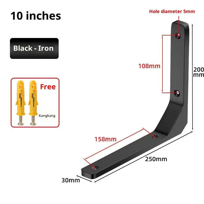 1PC Wall Mounted Shelf Angle Brackets Industrial Floating L Shelf Bracket Thick Heavy Duty Peaceful Pleasures Health and Wellness 1pc Black 250X200MM
