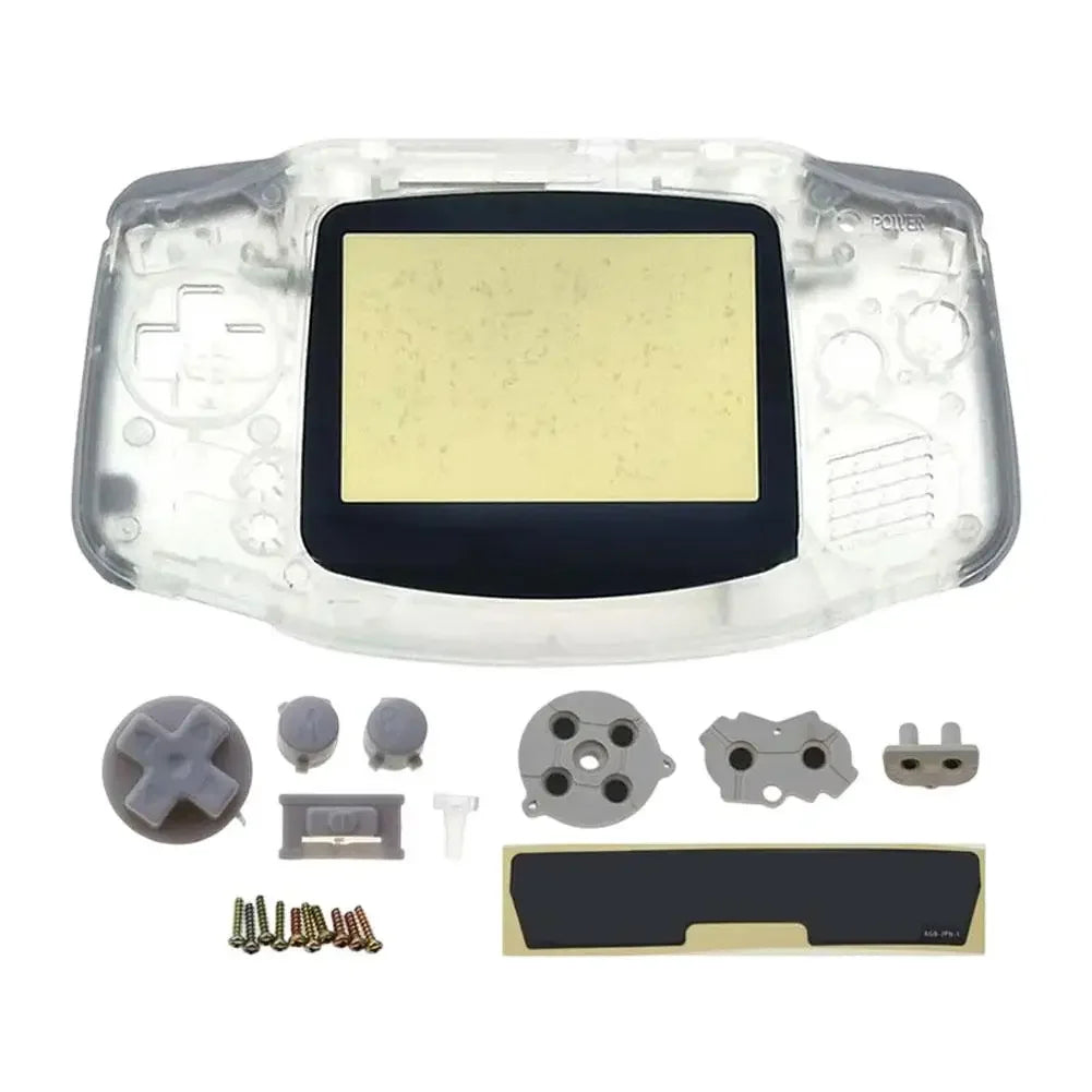 Full Housing Shell Replacement for Game Boy Advance GBA Clear Transparent Custom Case Cover Buttons Screws Full Set DIY Repair Peaceful Pleasures Health and Wellness Clear