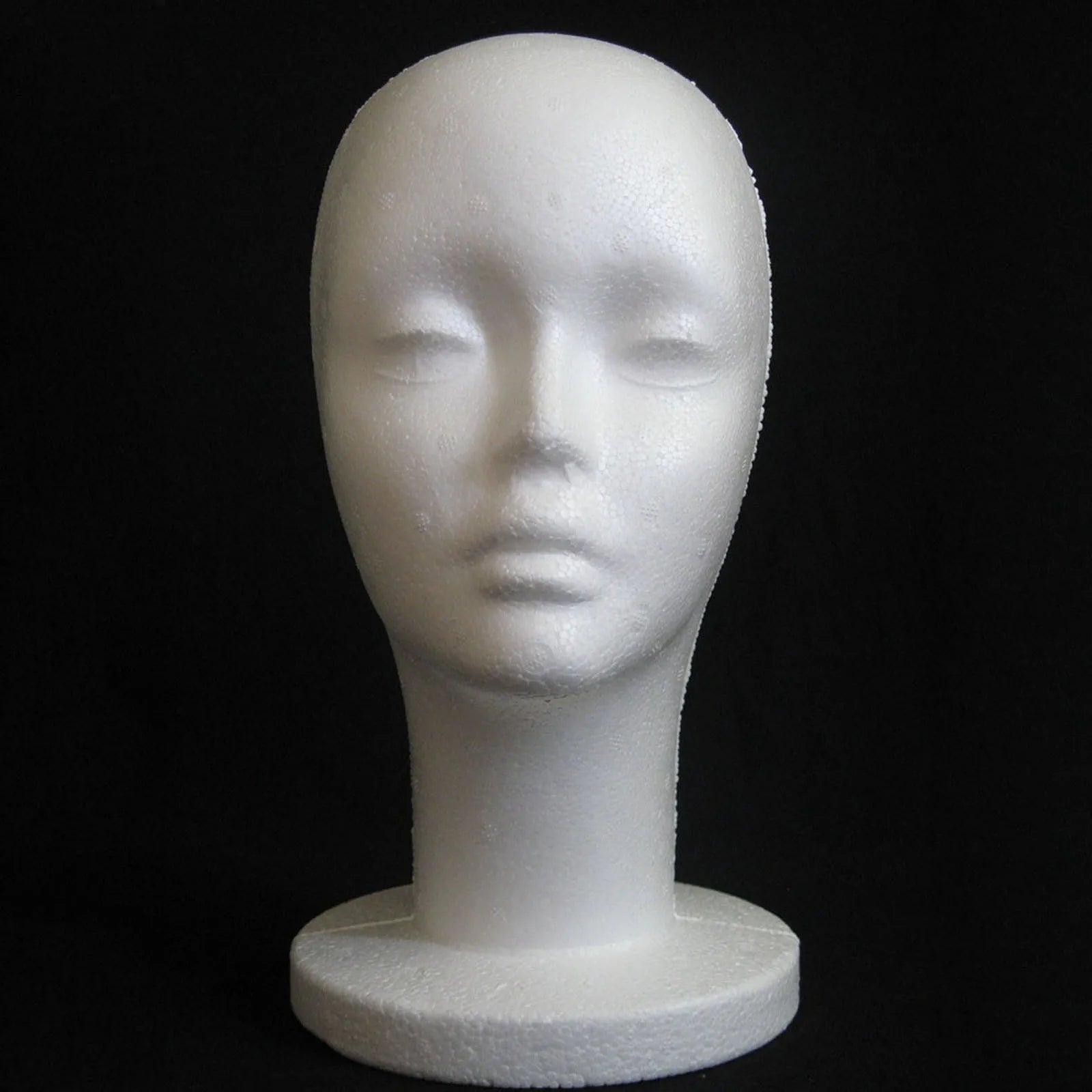 Female Styrofoam Mannequin Manikin Head Model Foam Wig Hair Glasses Display Peaceful Pleasures Health and Wellness white