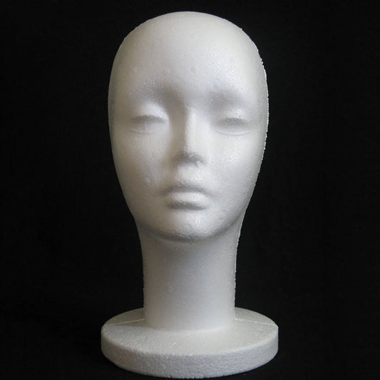 Female Styrofoam Mannequin Manikin Head Model Foam Wig Hair Glasses Display Peaceful Pleasures Health and Wellness white
