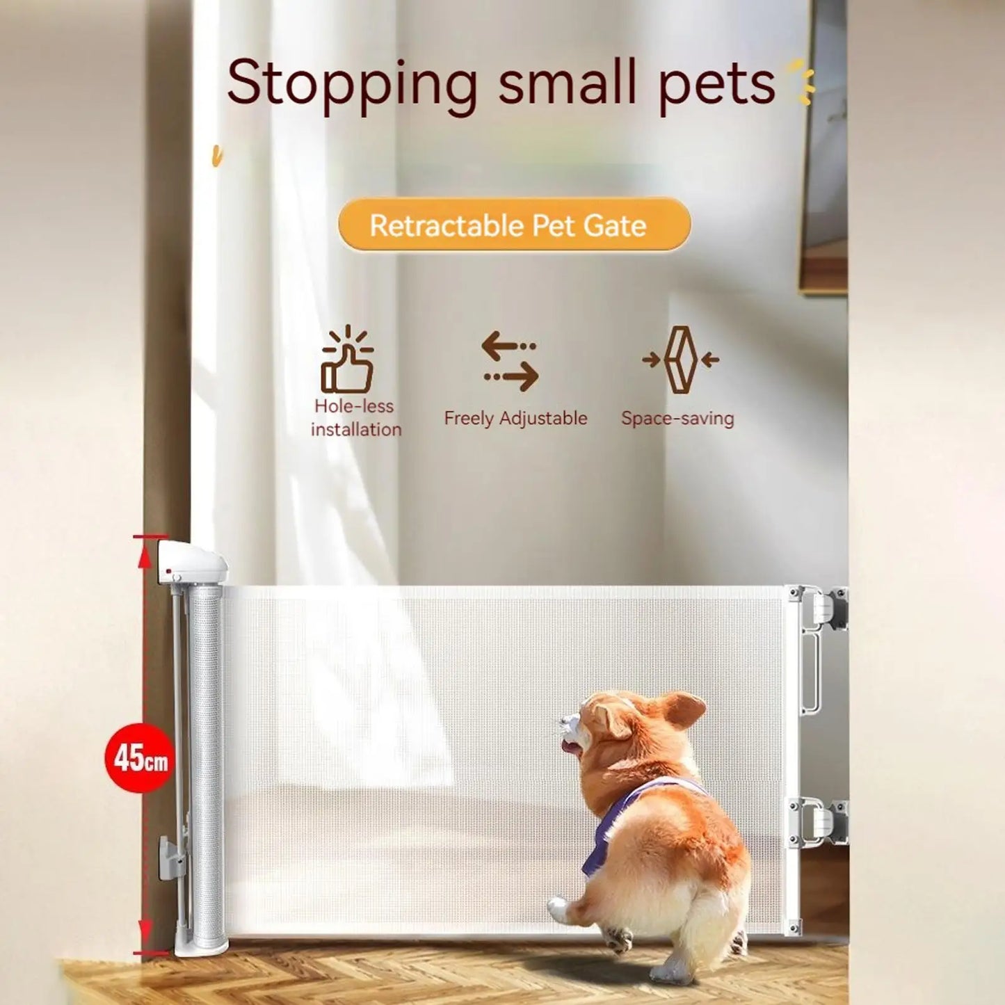 Retractable Pet Gate 17.7x59" – Safety Door Fence for Dogs