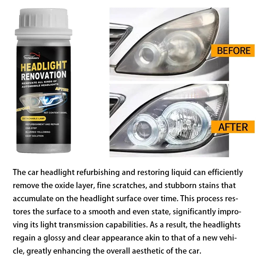 800ml Headlights Liquid Polymer Headlight Chemical Polish Repair Fluid Refurbishment Scratch Repair Polishing for Motorcycle Peaceful Pleasures Health and Wellness