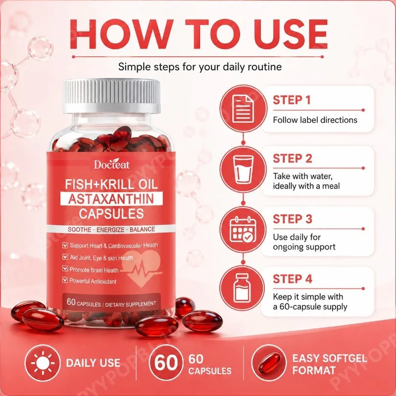 Krill Oil with Astaxanthin & Marine Omega-3 | 60 Softgels