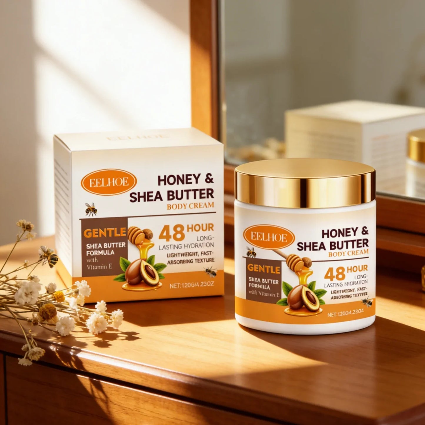 Eelhoe Honey Shea Butter Body Cream – 48-Hr Moisture | 120g