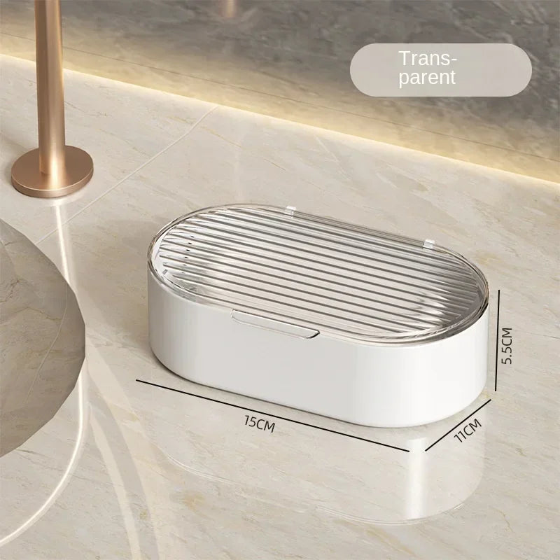 2025 Hot Double-layer Soap Box Household Bathroom Non-punching Hollow Drain Soap Box with Cover Dust Soap Box Holder Peaceful Pleasures Health and Wellness