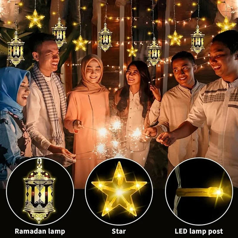 USB LED Moon & Star Curtain Lights | 8 Modes & Timer