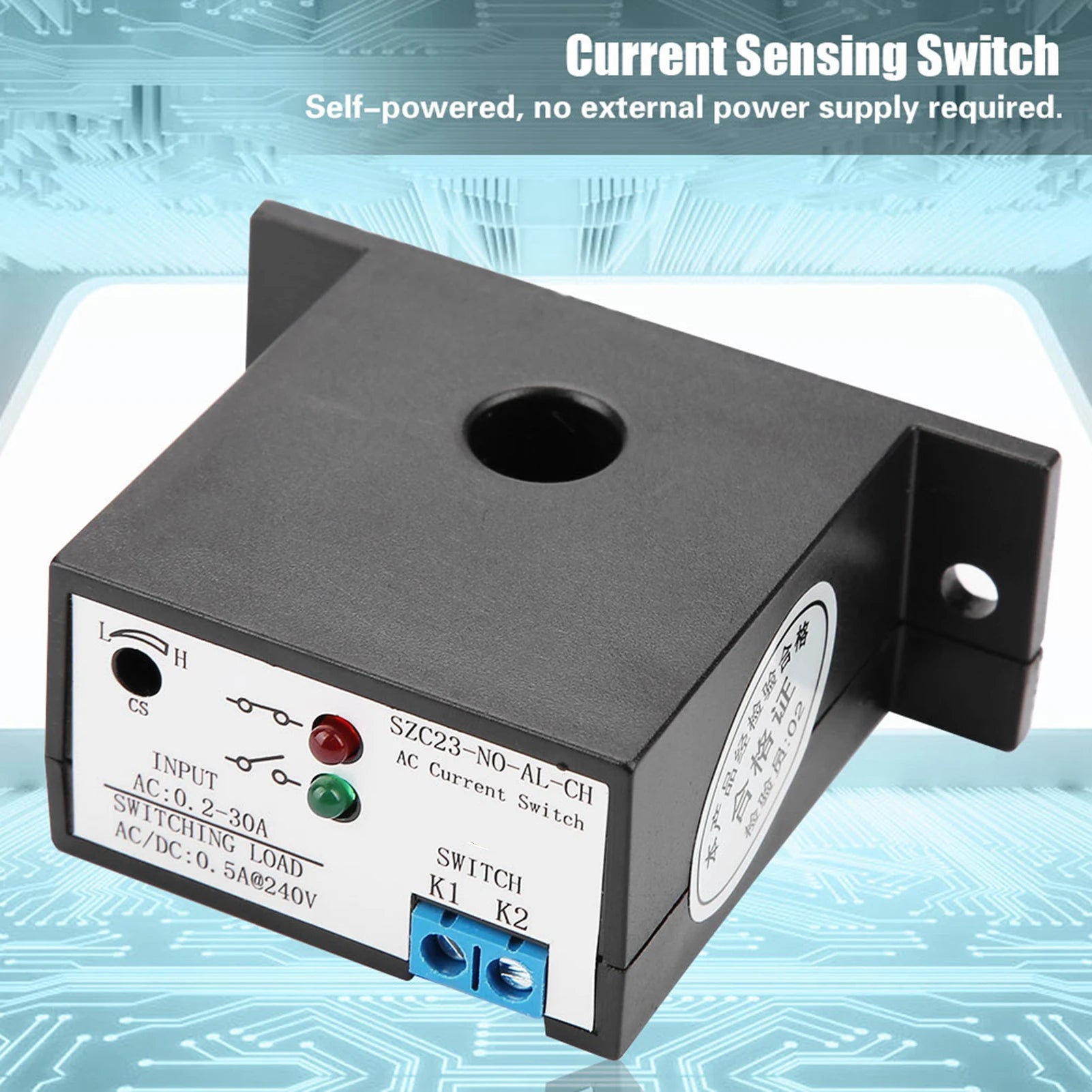 AC Current Sensing Switch SZC23‑No AL‑CH Normally Open Current Sensing Switch Adjustable AC 0.2‑30A SZC23‑No AL‑CH Peaceful Pleasures Health and Wellness