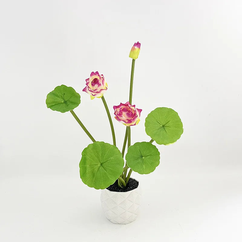 Mini Artificial Lotus Potted Plant | Home Decor & Photo Prop