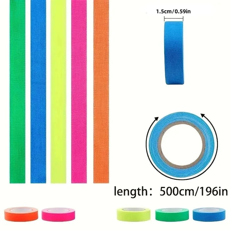 6-Color Neon UV Blacklight Tape Set – Fluorescent Party Tape