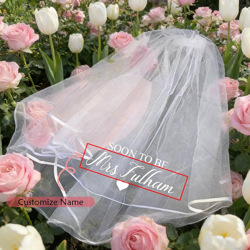Personalised "Soon to Be Mrs" Hen Party Veil | Bride Gift Personalised Party Veil Peaceful Pleasures Health and Wellness custom your text message us the name