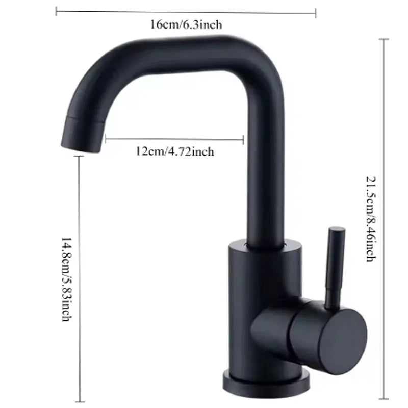 304 Stainless Steel Basin Faucet | 360° Swivel Single Lever Tap