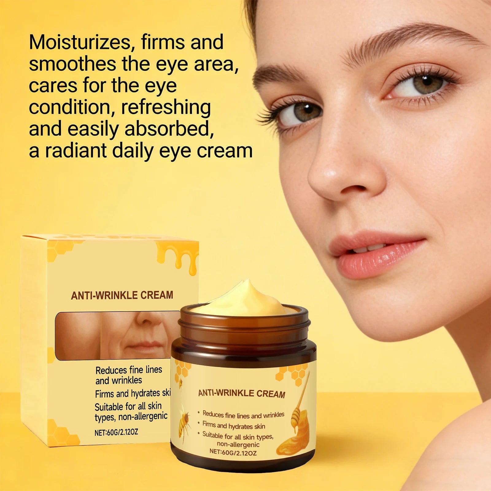 Bee Venom Anti-Wrinkle Eye Cream Fade Fine Line Firming Lifting Reduce Dark Circles Improve Eye Skin Elasticity Eye Repair Cream Peaceful Pleasures Health and Wellness