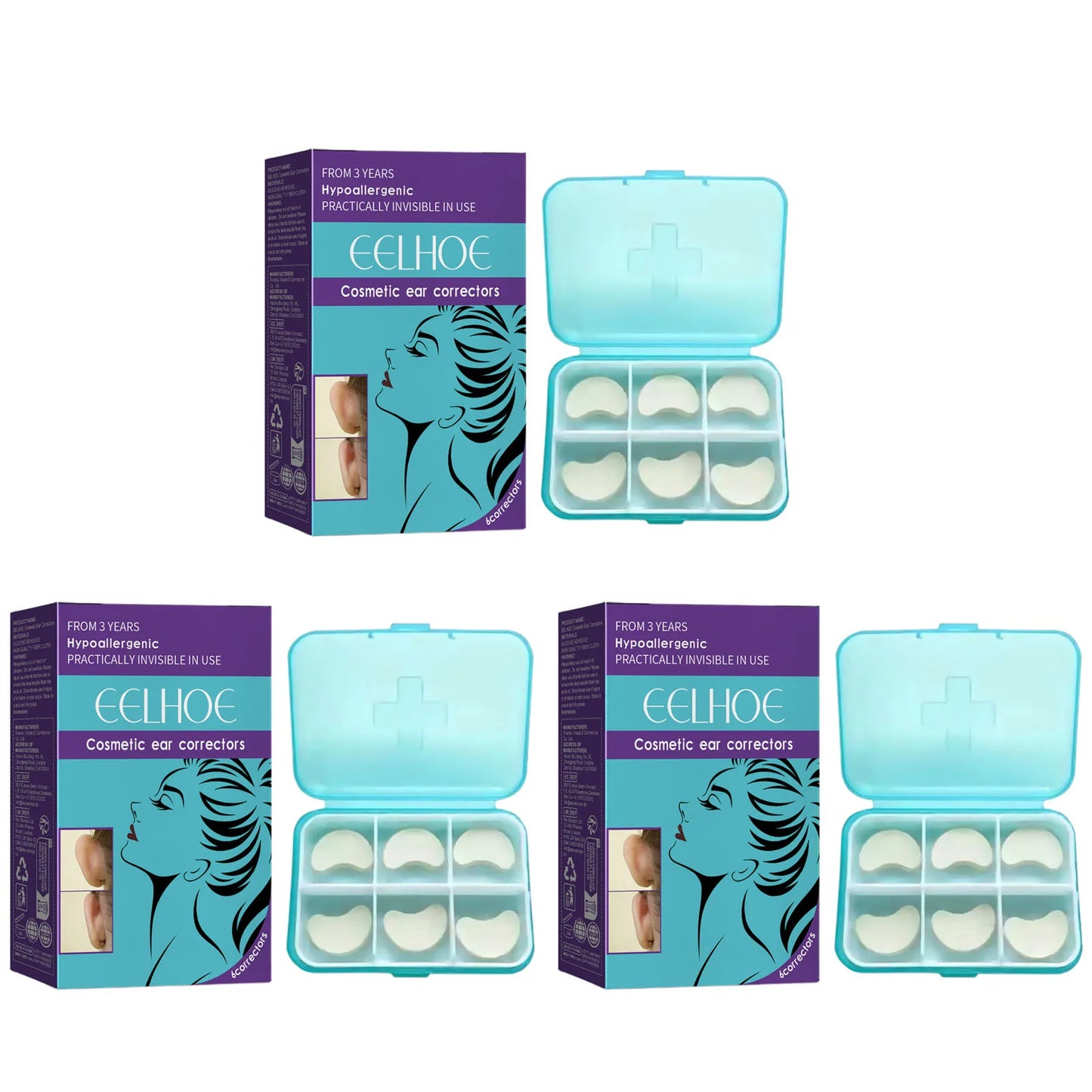 Typed Waterproof Ear Patch Correcting Ear Protrusion Reshape Ears Contour Long-Lasting Supporting Comfort Cosmetic Ear Corrector Peaceful Pleasures Health and Wellness 3 x 6pcs Boxed