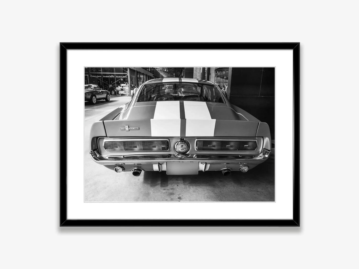 Ford Mustang Black & White Canvas Wall Art Print | Car Poster