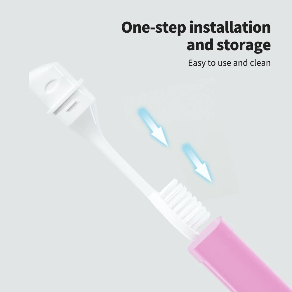 Mini Travel Toothbrush Foldable Portable Small Dental Brush Folding Traveling Adult Toothbrush in Transparent Candy Colors Peaceful Pleasures Health and Wellness