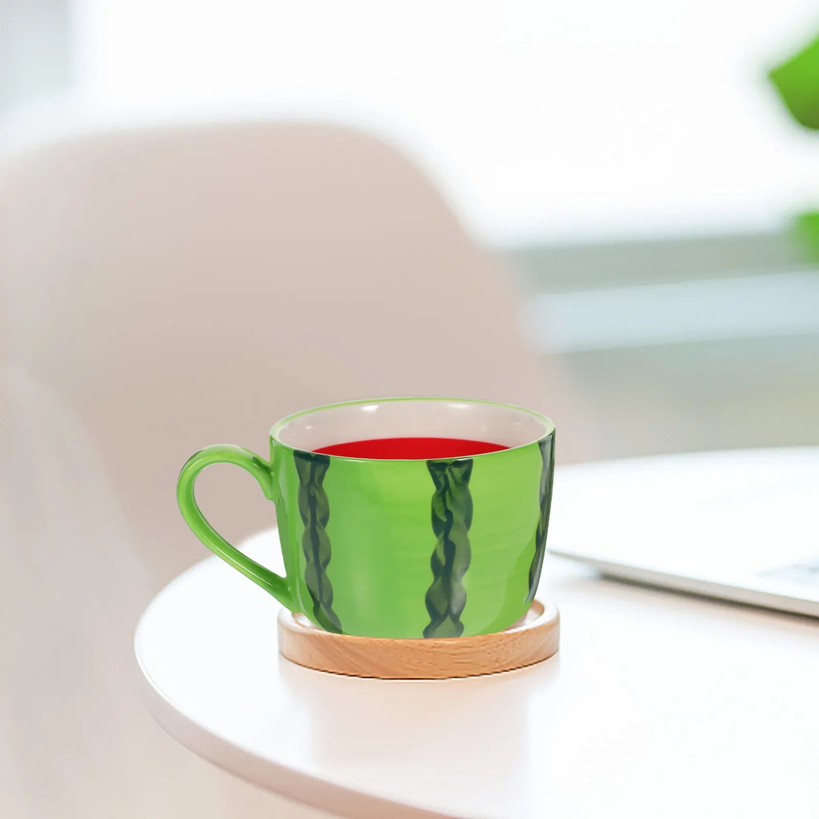 Watermelon Ceramic Cup Summer Design Coffee Tea Milk Mug Sturdy Heat Resistant Smooth Inner Wall Drinking Cup Household Office Peaceful Pleasures Health and Wellness