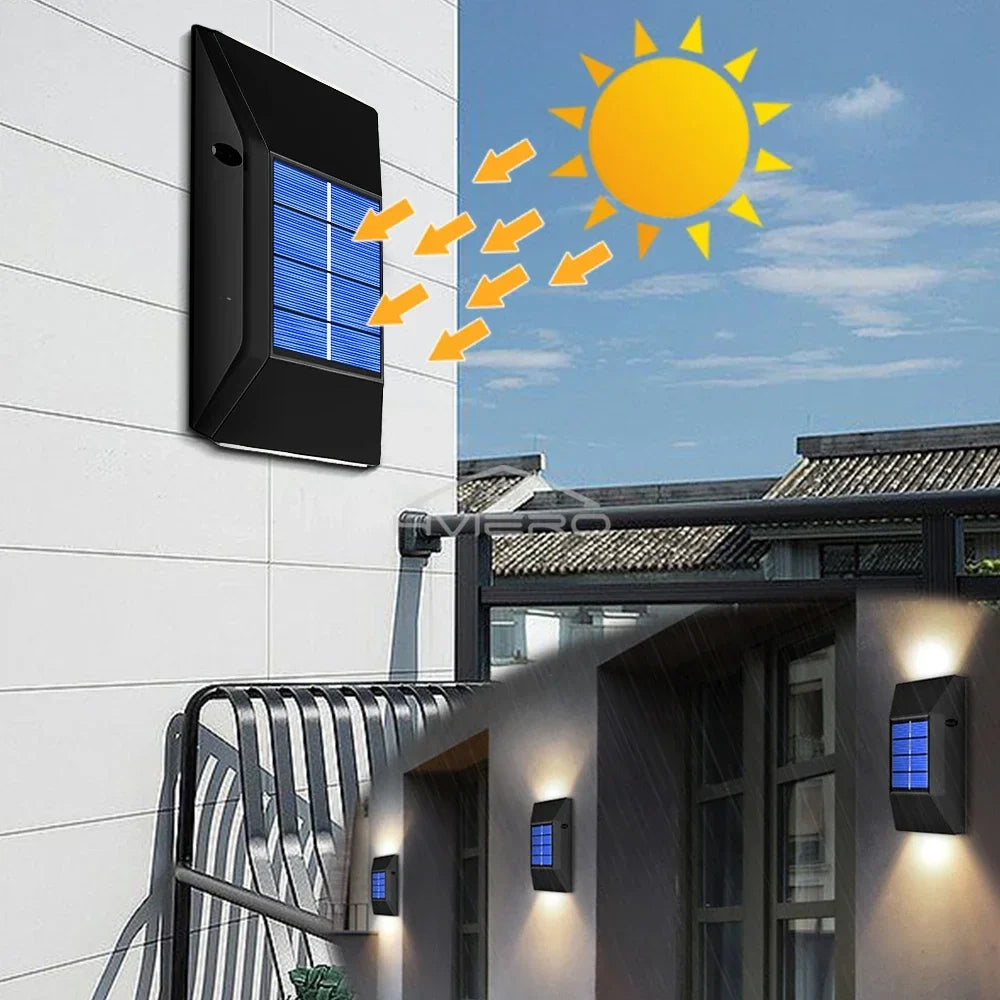 Solar LED Outdoor Wall Light IP65 Waterproof Garden Fence Lamp
