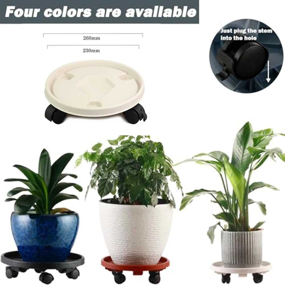 Plant Mover Wheels Movable Pot Holder Flower Base Round Plastic